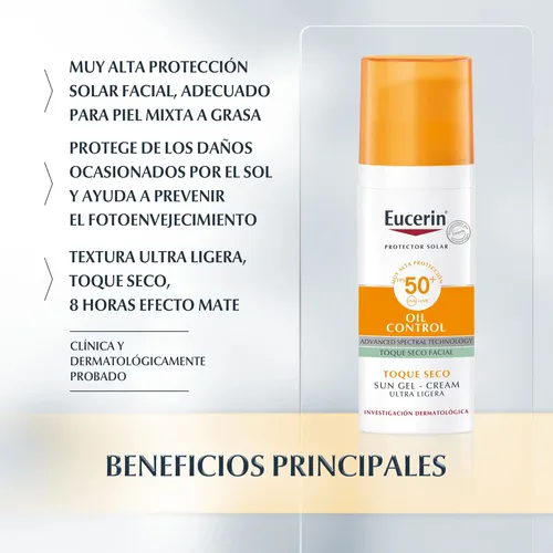 Eucerin Protector Solar Gel Creme Oil Control 50+ Toque Seco