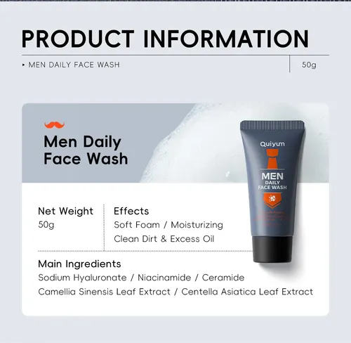 Quiyum Men Daily Face Wash: Piel Fresca Y Limpia 50g