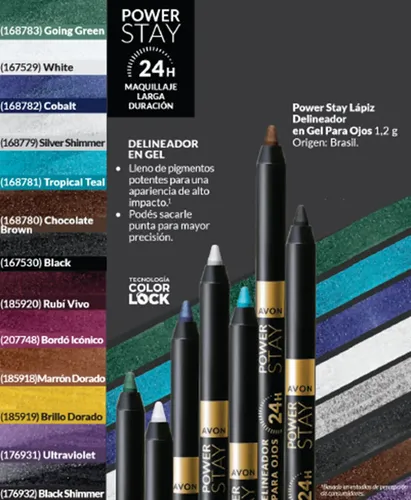Avon Powerstay Delineador Ojos En Gel Silver Shimmer 1.2 Gr