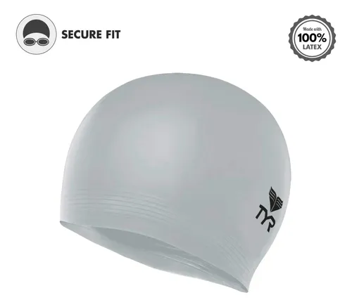 Gorro De Natación Tyr De Látex Para Adultos Negro Y Plata Pa