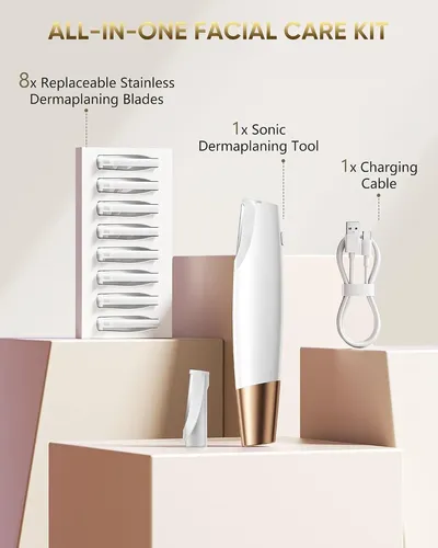 Depiladora Facial Eléctrica Blanca Con Luz Led Y 8 Cuchilla