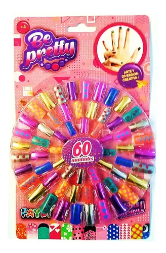 Kit De Uñas Postiza X 60 Para Niñas Infantil Mundo Pre D3455