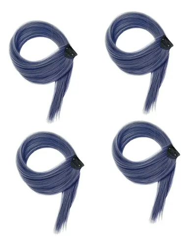 4 Pelucas Teñidas De Orejas Colgantes, Azul Profundo