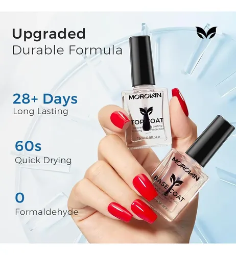 Base Y Top Coat Esmalte De Uñas Morovan 2pcs Secado Rápido