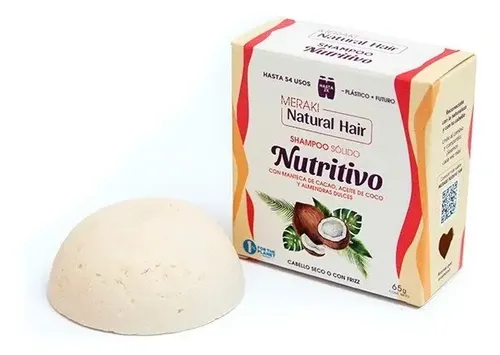 Shampoo Sólido Nutritivo Cabello Seco/ Frizz Meraki 65gr