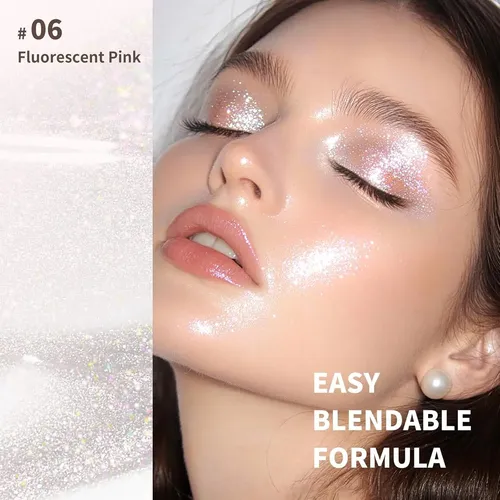 Iluminador Líquido Rosa Fluorescente Brillo Facial Y Corpor