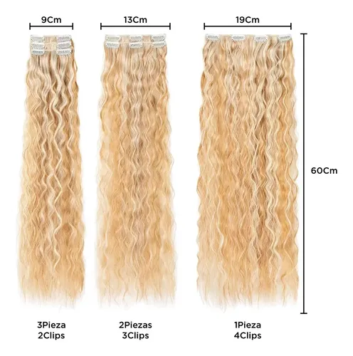 Set Extensiones Cortinas 6 Piezas Simil Natural Ondas 60cm