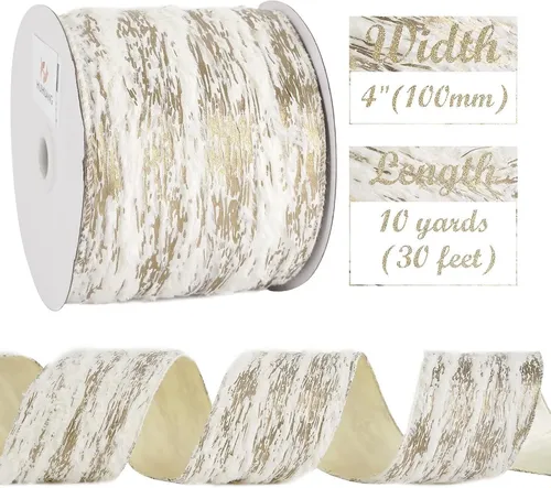 Cinta De Pelo Sintético Marfil De 4 Pulgadas Y Abedul Dorado