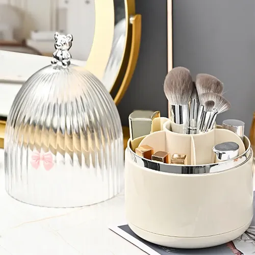 Organizador Giratorio Para Maquillaje Con Tapa Que Gira 360°