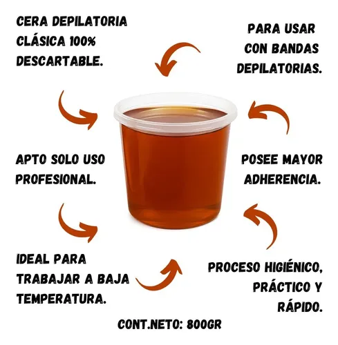 Cera Jalea Depilatoria Descartable Miel 800 G X6