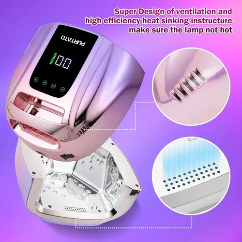Lámpara Uv Led Purtato 96w Inalámbrica Gradiente Púrpura