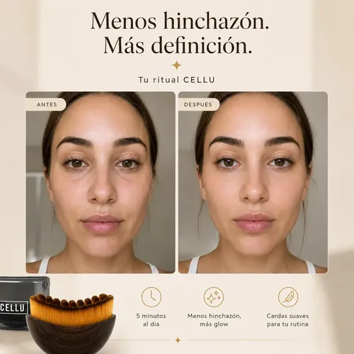 Cepillo Facial Para Masajes de Drenaje Linfatico Cerdas Suaves Desinflamatorio Renovador de Rostro Viral CELLU+