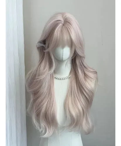 Peluca Larga Rosita Con Flequillo Y Red Para Cabello Nueva