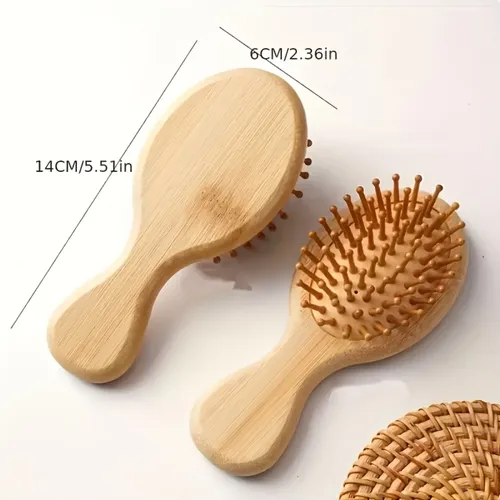 Cepillo De Pelo Masajeador De Madera Portátil 1pc