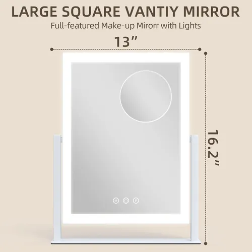 Espejo De Maquillaje Fennio Led 33x42cm Con Luz Blanco