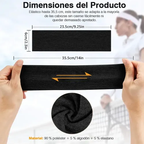 8 Cintas Cabello Elástic Tejido Mixto Deport Yoga Multicolor