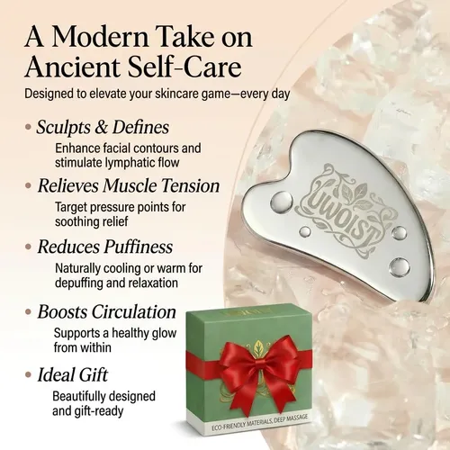 Set 2 Gua Sha Facial Acero Para Contorno Y Drenaje