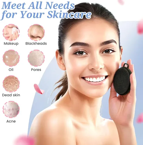 Set 4 Exfoliantes Silicona Negro Para Cuerpo Y Rostro