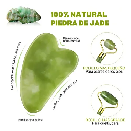 As Kit Rodillo Y Piedra Gua Sha Masajeadora De Jade As