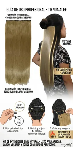 Cortinas Extensión Pelo Lacio Simil Natural Planchita 180°c
