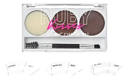 Kit De Cejas Ruby Kisses Go Brow Con Polvo Y Cera, 3