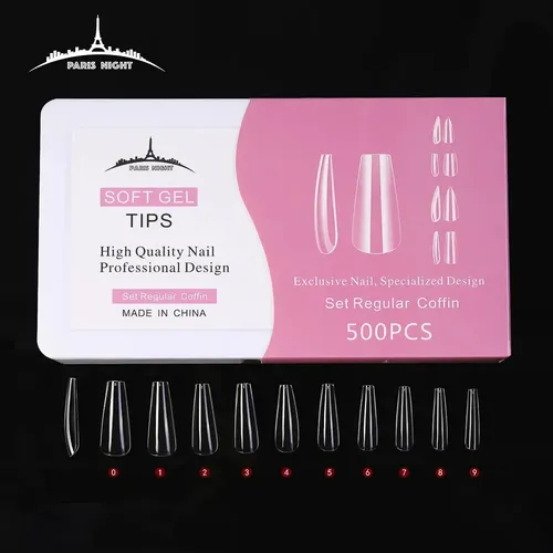 Tips Caja Soft Gel Paris Night X500 Press On Uñas Manicura