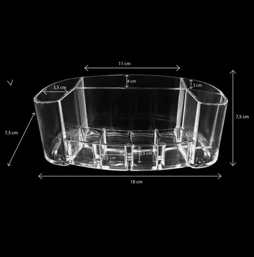Organizador Cosméticos Acrílico Transparente 18cm 8 Compartimentos Cosmetic