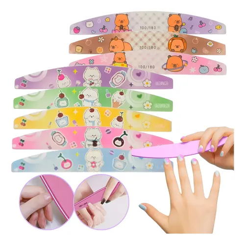 6 Limas Sponge 100/180 Con Forma Medialuna Para Manicuria
