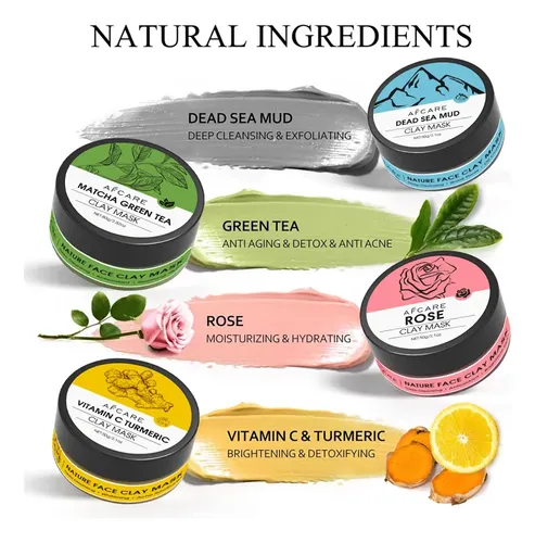 Máscara De Té Con Vitaminas Y Arcilla Verde, Set De Cúrcuma