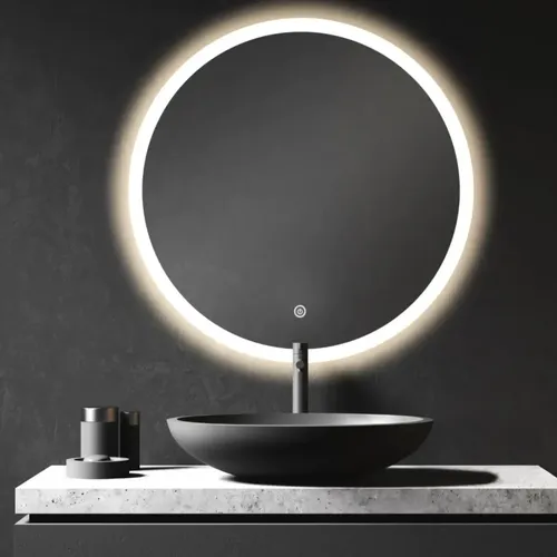 Espejo Redondo Baño 60cm Luz Led Circular Borde Pulido