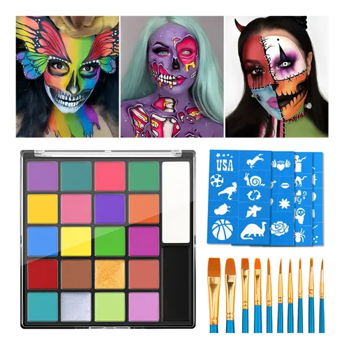 & Kit De Pintura Facial Al Óleo De 22 Colores Con 10 *