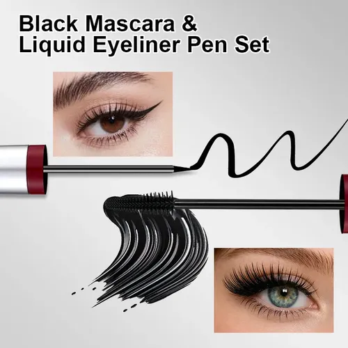 Kit De Rímel Y Delineador De Ojos 2 En 1, Voluminizador De L
