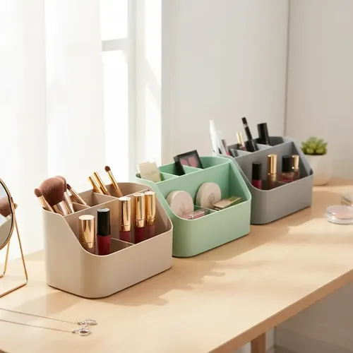 Organizador Maquillaje Plastico 5 Divisiones Labiales Brocha