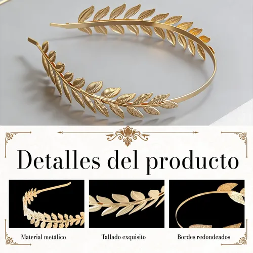 Corona Metálica De Hojas Laureles Tiara Accesorio F