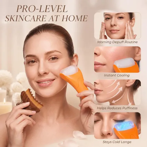 Kit Masajeador Facial 3 En 1 Gua Sha Cepillo Rodillo Jade