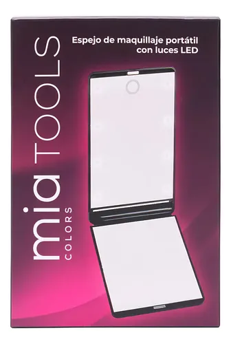 Espejo Portátil Mia Tools Colors Maquillaje Luz LED 8 Luces Negro
