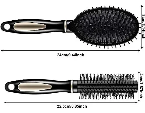 Juego De 12 Piezas De Peines Y Cepillos Para El Cabello Negro.