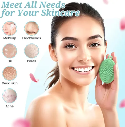 Set 4 Piezas Exfoliante Silicona Verde Para Baño Y Rostro