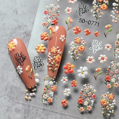 Pegatinas 3d Para Decoración De Uñas Con Estampado De Flores