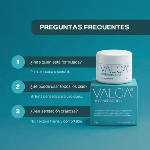 Cera Regeneradora Valca para Piel Seca y Sensible, Con Vitamina A y Omega
