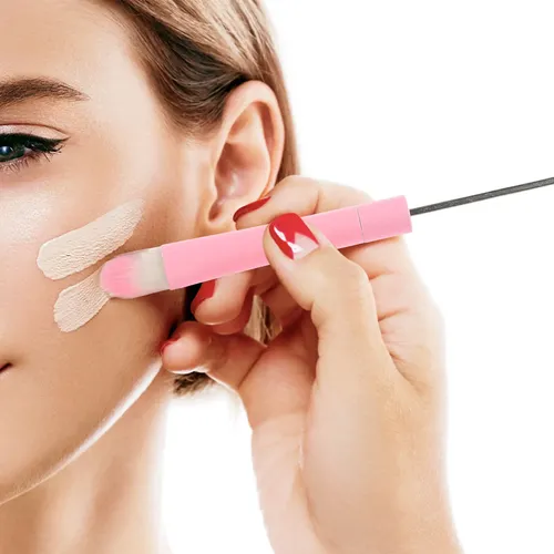 Set 5 Pinceles Maquillaje Rosas Con Mango Metal Y Cerdas