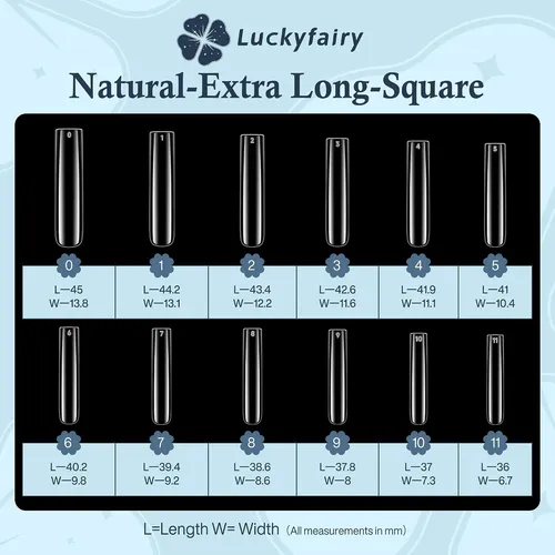 Luckyfairy Tips Cuadrados Extralargos Xxl 120u Acrílico
