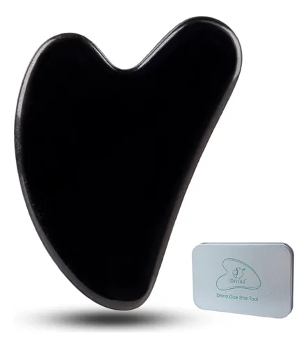 Herramienta Gua Sha Facial Ditind De Obsidiana Negra 8.1cm
