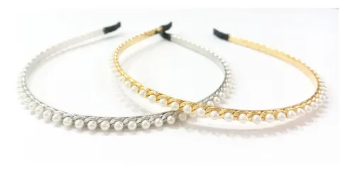 Pack X 2 Vinchas Metal Con Perlas Para Peinados