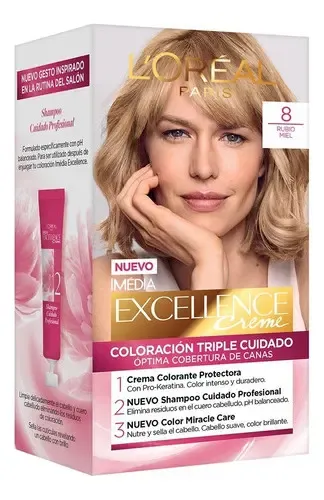 Kit Tintura Permanente L’ Oréal Paris Excellence Creme 8 Rubio Claro