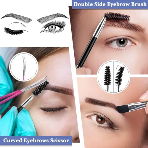 Set Pinzas Cejas Tsmaddts 6 Pzas Tijera Curva Morado