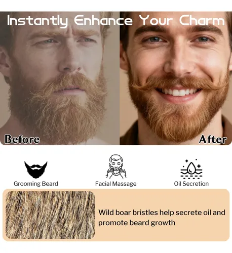 Groomage Cepillo De Barba For Hombres, Cepillo De Barba Y