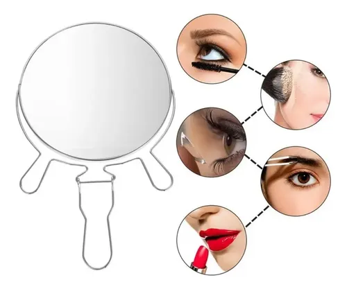 Espejo De Metal Bifaz 8 Pulgadas Con Aumento Maquillaje