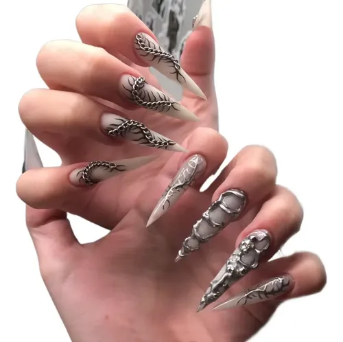 Uñas Postizas Oscuras Y Frescas De Estilo Europeo Y