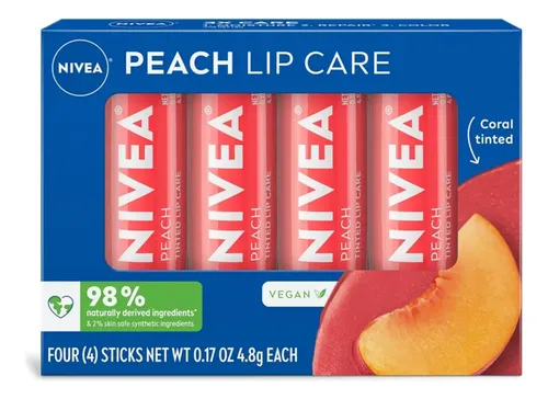 Nivea Balsamo Labial Pack De 4 Sabor Durazno